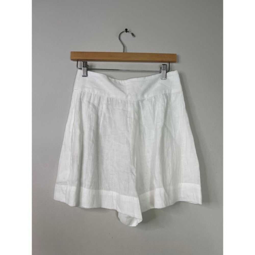 NWT Just Bee Queen High Rise Linen Pockets Marlow Chino Shorts White Size: Small - Picture 7 of 8